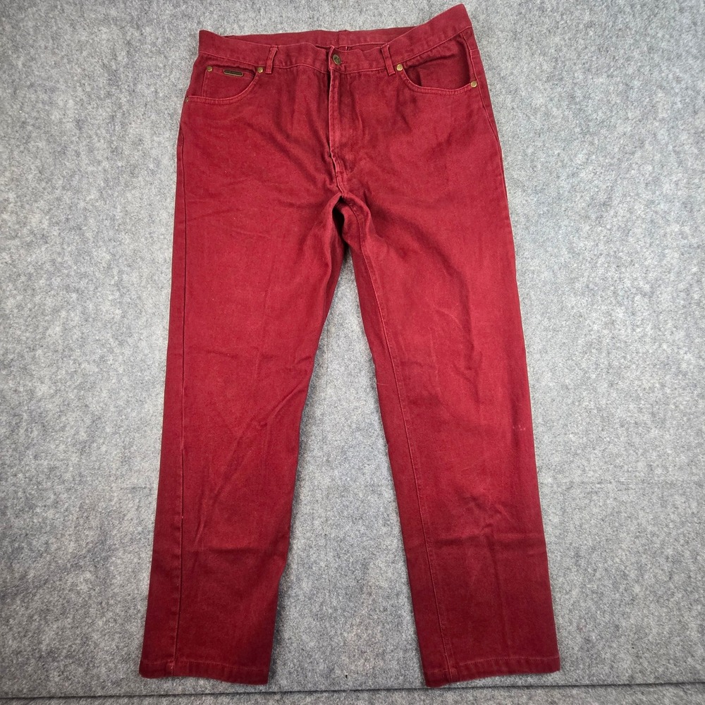 Peter Christian Mens 40x32 Red Brick Drill Jeans Straight Leg Cotton Pants MT18